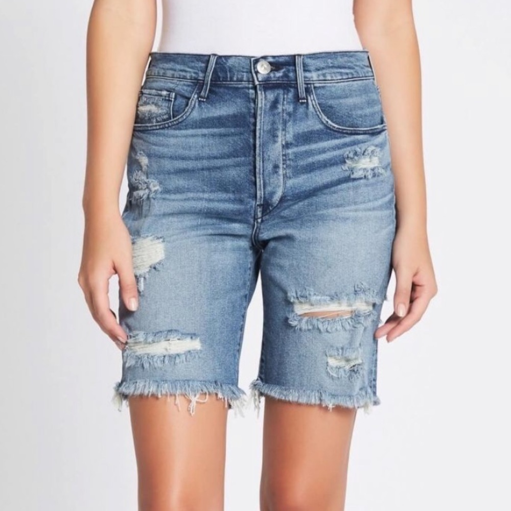 NWT 3x1 90's Skater Denim Shorts Destroyed Y2K 25 Designer Bermuda Knee Shorts